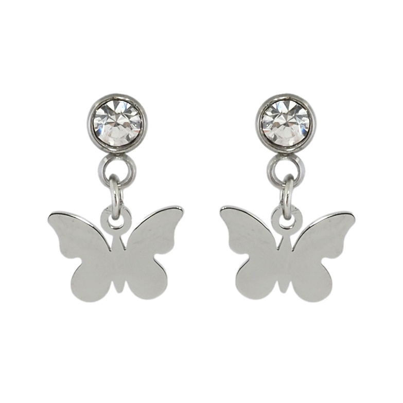 Серьги Xuping TTM Stainless Steel цвет Родий пусеты Подвески бабочки фото №1
