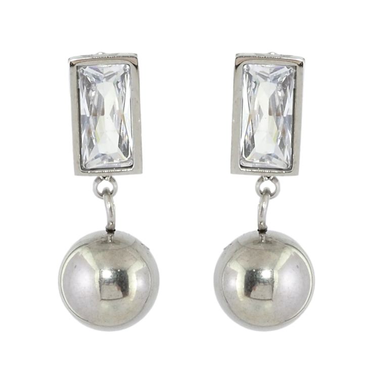 Серьги Xuping TTM Stainless Steel цвет Родий пусеты Кристаллы с подвесками шариками фото №22