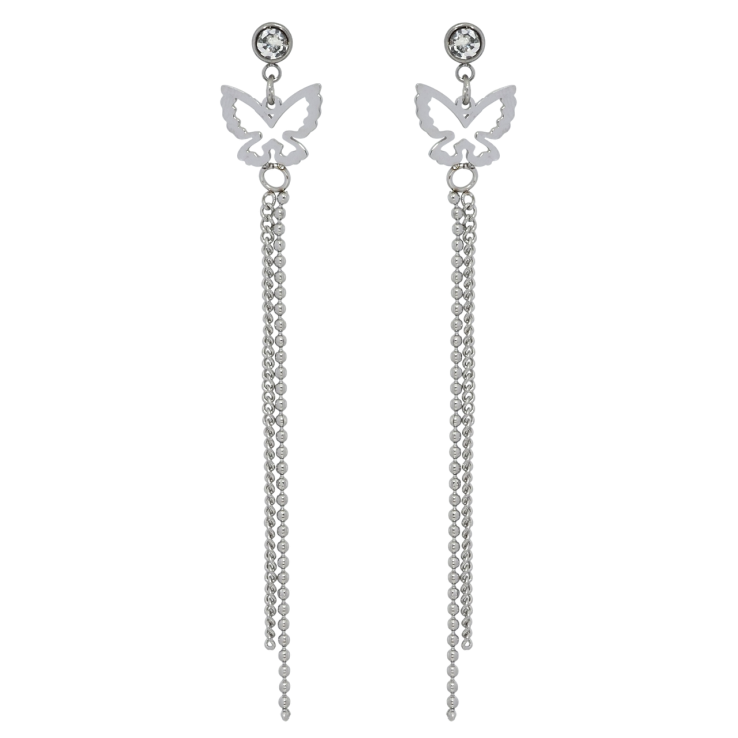 Серьги Xuping TTM Stainless Steel цвет Родий пусеты Подвески бабочки с цепочками фото №14