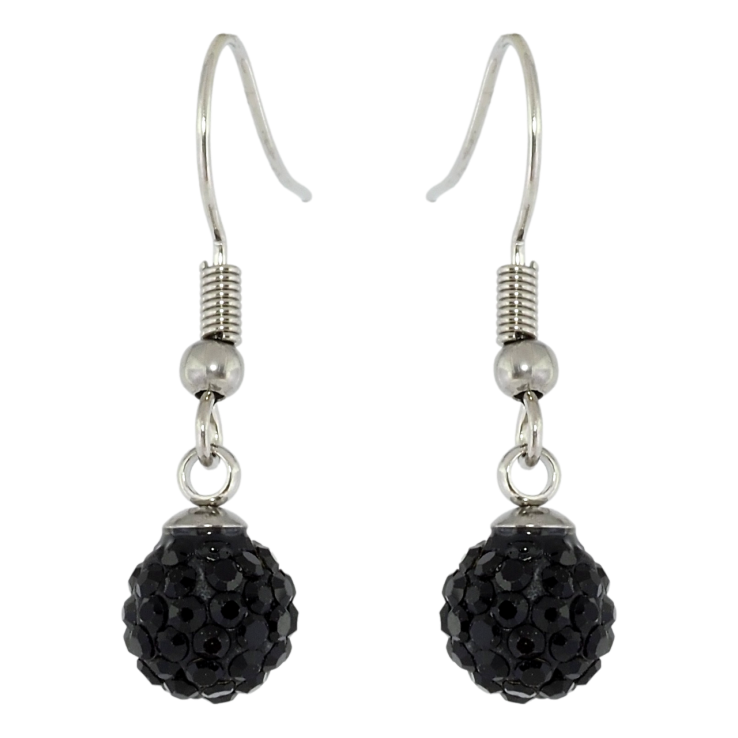 Серьги Xuping TTM Stainless Steel цвет Родий французский замок Подвески с черными шариками ø 8мм фото №12