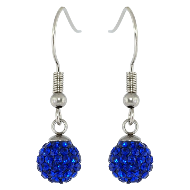 Серьги Xuping TTM Stainless Steel цвет Родий французский замок Подвески с синими шариками ø 8мм фото №13