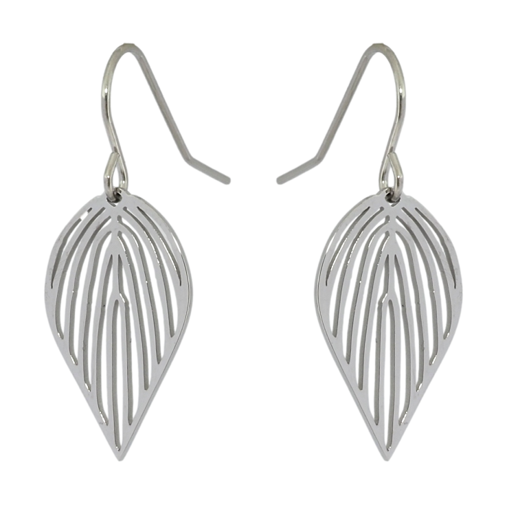 Серьги Xuping TTM Stainless Steel цвет Родий французский замок Резные листики фото №11