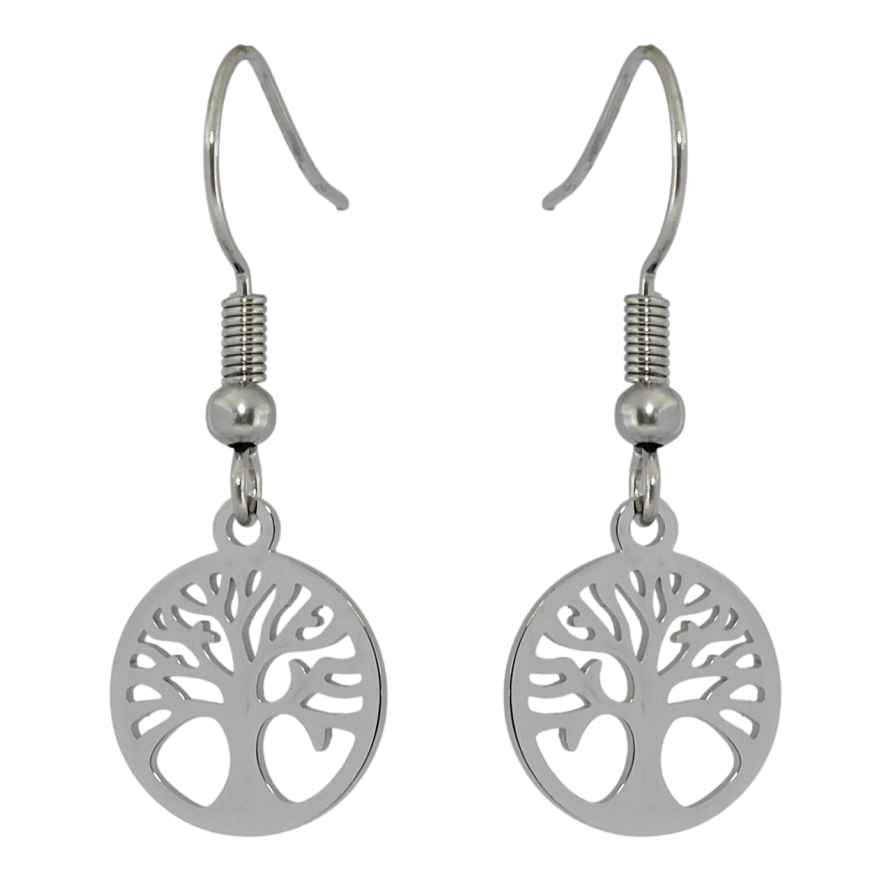 Сережки Xuping TTM Stainless Steel колір Родій французький замок Дерево життя фото №1