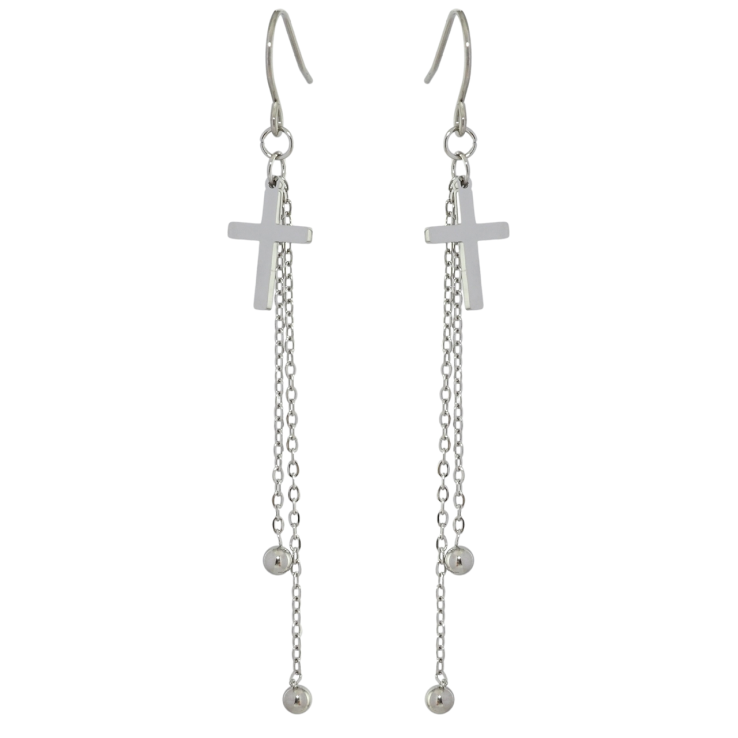 Серьги Xuping TTM Stainless Steel цвет Родий французский замок Подвески с крестиками фото №3