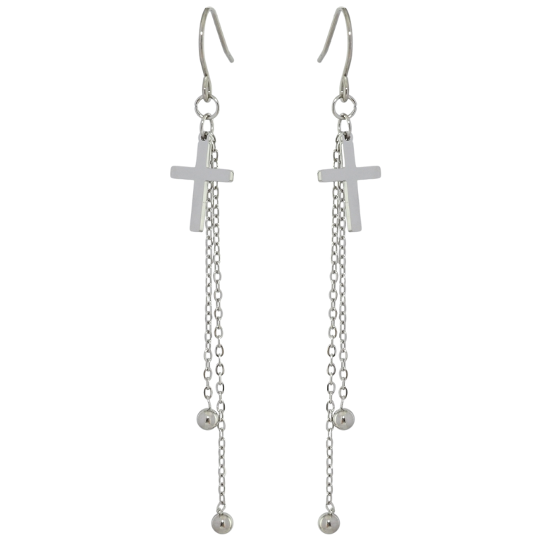 Сережки Xuping TTM Stainless Steel колір Родій французький замок Підвіски з хрестиками фото №1