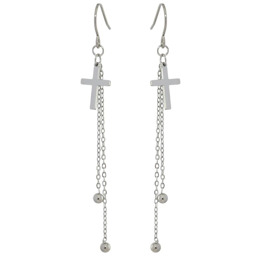 Серьги Xuping TTM Stainless Steel цвет Родий французский замок Подвески с крестиками фото №1