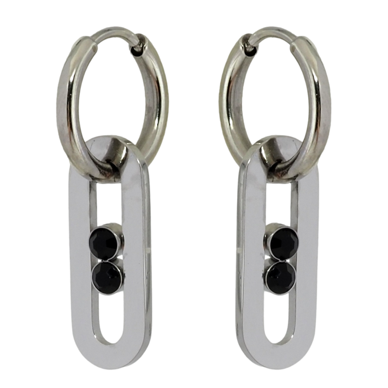 Сережки Xuping TTM Stainless Steel колір Родій підвіски на колечках Декоративні овали 2 в 1 фото №2 Сережки Xuping TTM Stainless Steel колір Родій підвіски на колечках Декоративні овали 2 в 1 фото №2