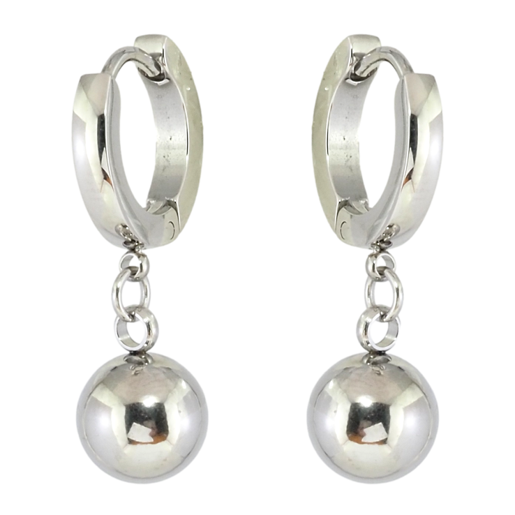 Серьги Xuping TTM Stainless Steel цвет Родий подвески на колечках Шарики ø 8мм фото №12