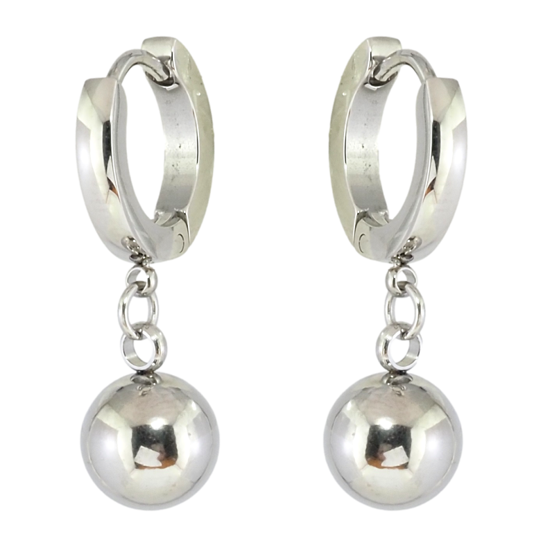 Серьги Xuping TTM Stainless Steel цвет Родий подвески на колечках Шарики ø 8мм фото №1