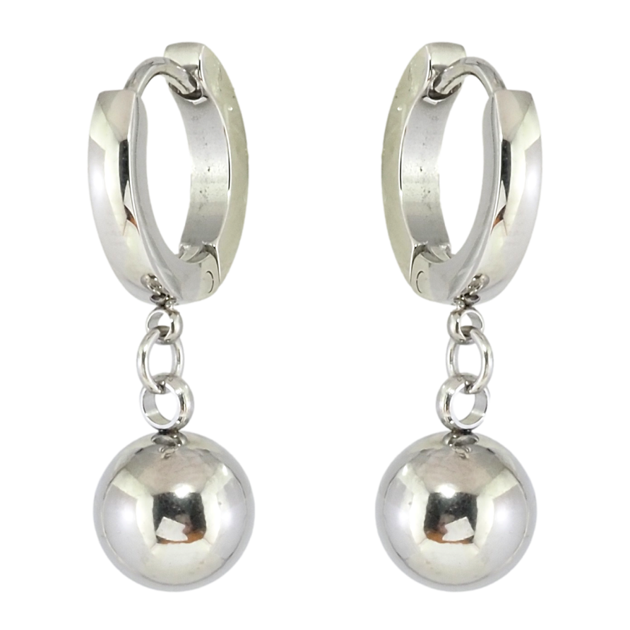 Серьги Xuping TTM Stainless Steel цвет Родий подвески на колечках Шарики ø 8мм фото №1