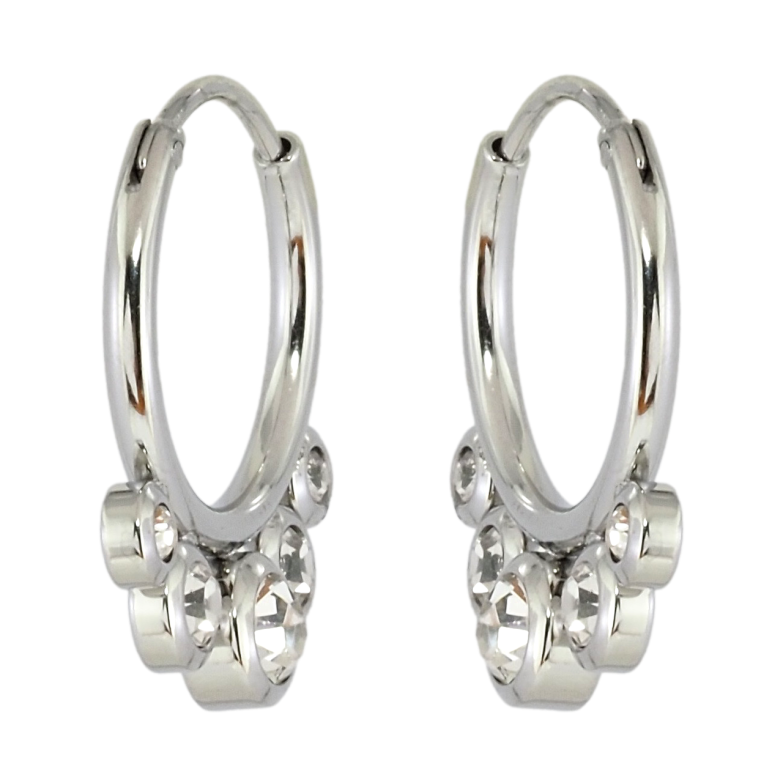 Серьги Xuping TTM Stainless Steel цвет Родий колечки Декоративные с кристаллами фото №3