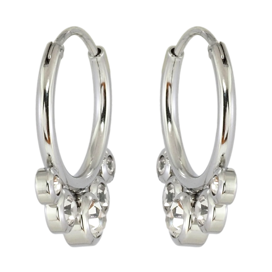 Серьги Xuping TTM Stainless Steel цвет Родий колечки Декоративные с кристаллами фото №1