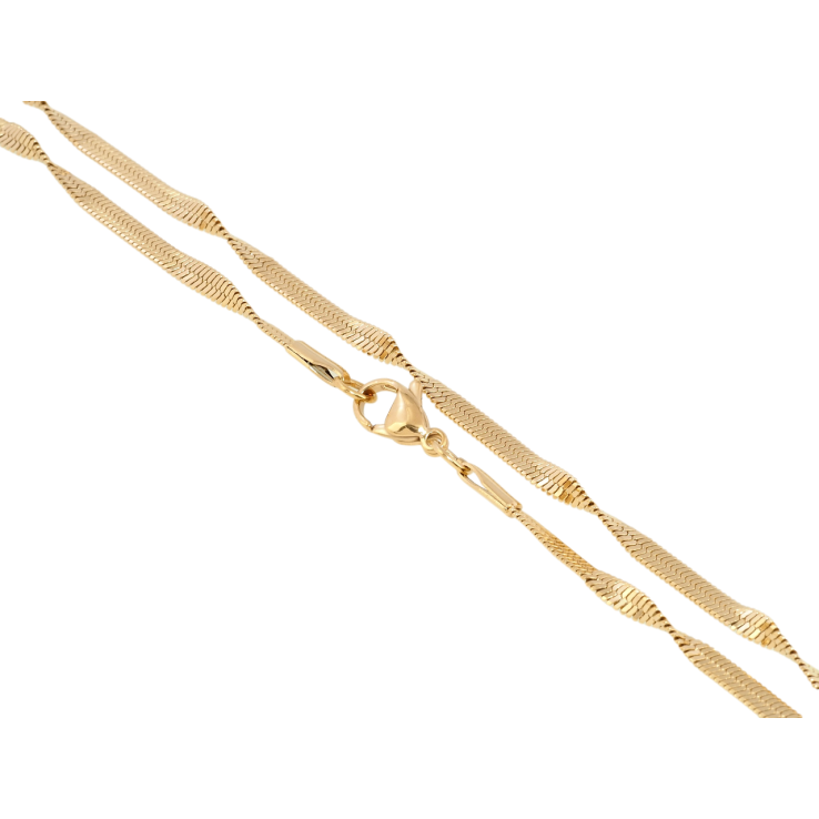 Ланцюжок Xuping ТТМ Stainless Steel колір 18K Плетіння Снейк перекручене довжина 46см х 3мм фото №17 Ланцюжок Xuping ТТМ Stainless Steel колір 18K Плетіння Снейк перекручене довжина 46см х 3мм фото №17