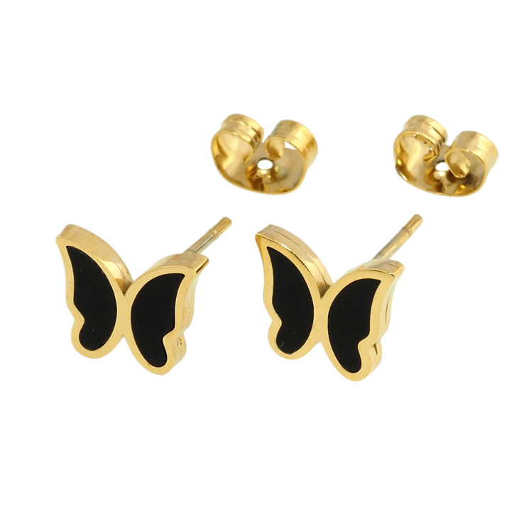 Серьги Xuping TTM Stainless Steel цвет 14K пусеты Бабочки фото №2