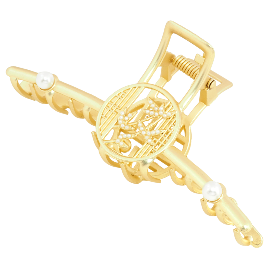 Краб металевий Двосторонній візерунок з перлами довжина 11см фото №1