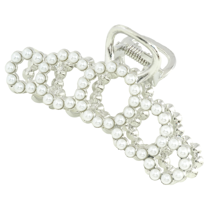 Краб металлический Колечки с жемчугом длина 8см фото №1