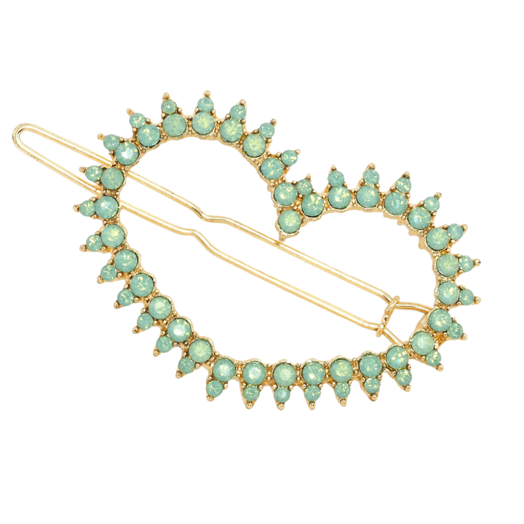 Заколка-затискач Серце із салатовими кристалами довжина 5см фото №10 Заколка-затискач Серце із салатовими кристалами довжина 5см фото №10