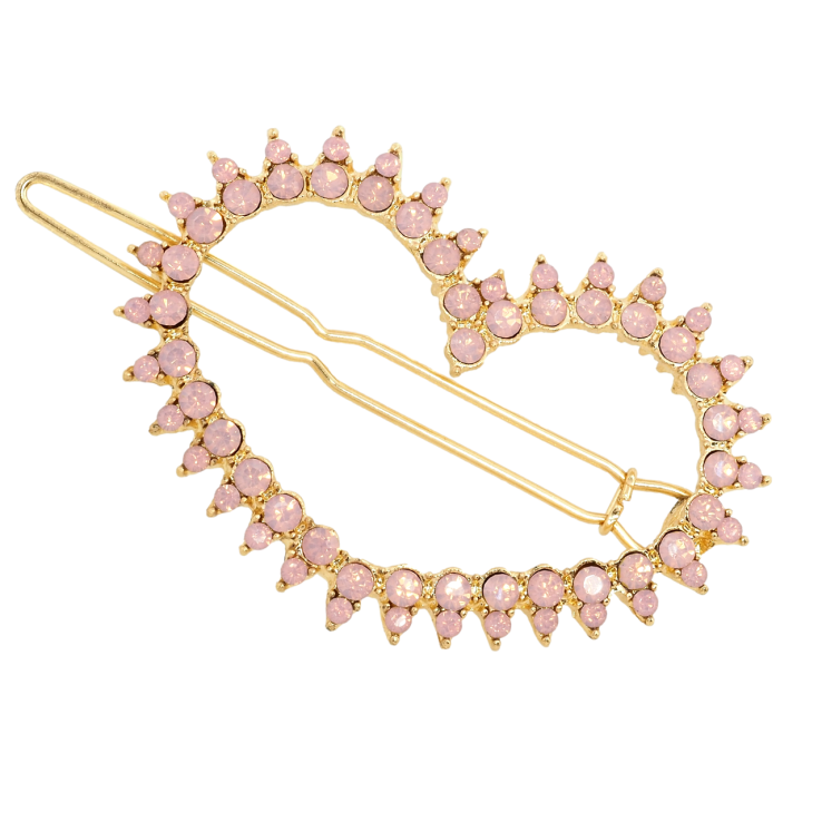 Заколка-затискач Серце з рожевими кристалами довжина 5см фото №13 Заколка-затискач Серце з рожевими кристалами довжина 5см фото №13