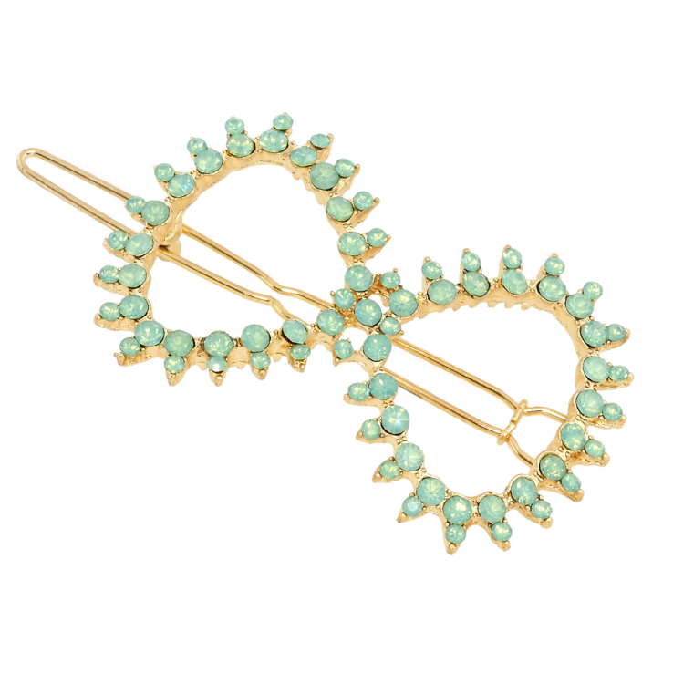 Заколка-затискач Бант із зеленими кристалами довжина 5см фото №9 Заколка-затискач Бант із зеленими кристалами довжина 5см фото №9