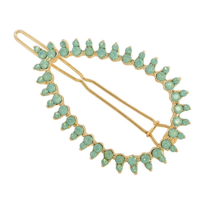 Заколка-затискач Листок із зеленими кристалами довжина 5см фото №7 Заколка-затискач Листок із зеленими кристалами довжина 5см фото №7