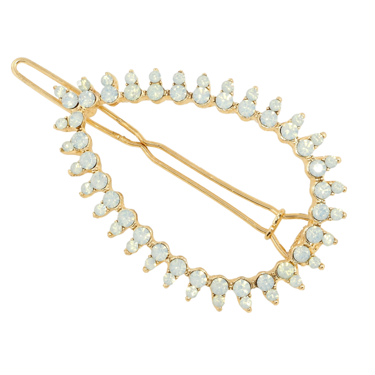 Заколка-затискач Листок із білими кристалами довжина 5см фото №8 Заколка-затискач Листок із білими кристалами довжина 5см фото №8