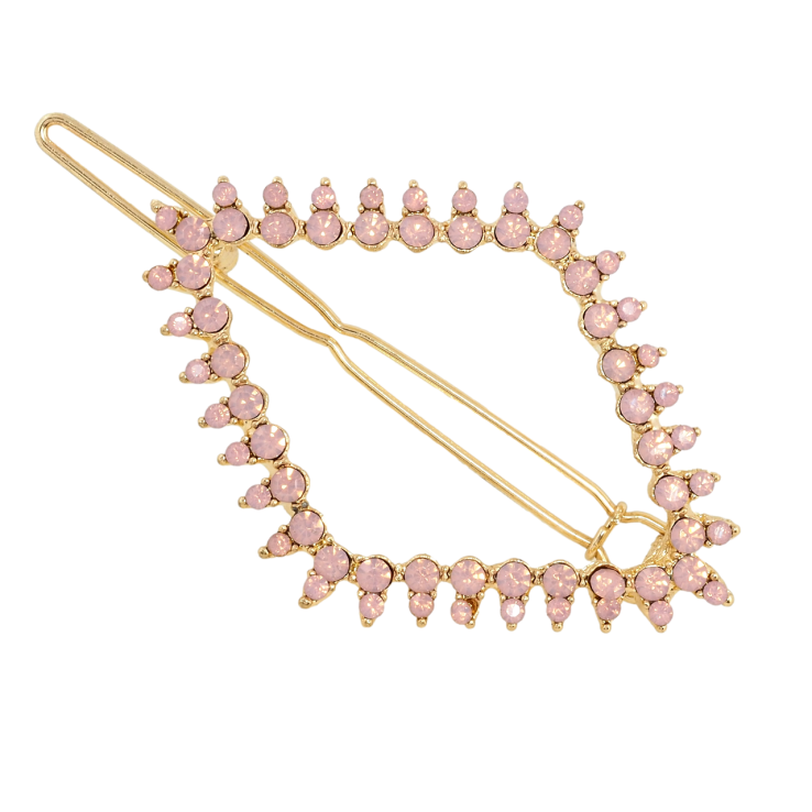 Заколка-затискач Ромб із рожевими кристалами довжина 5.5см фото №4 Заколка-затискач Ромб із рожевими кристалами довжина 5.5см фото №4