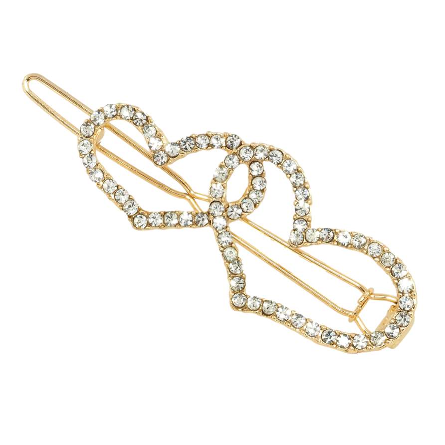 Заколка-затискач Серця зі стразами довжина 5см фото №1