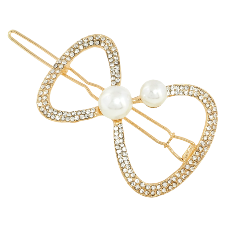 Заколка-затискач Бант з перлами та стразами довжина 5см фото №16 Заколка-затискач Бант з перлами та стразами довжина 5см фото №16