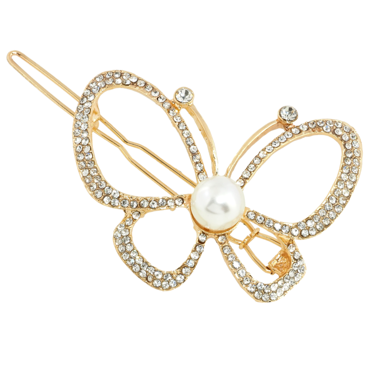 Заколка-затискач Метелик з перлами та стразами довжина 5.5см фото №17 Заколка-затискач Метелик з перлами та стразами довжина 5.5см фото №17