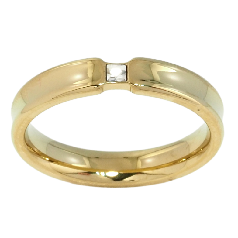 Каблучка Xuping TTM Stainless Steel Колір 14К Обручка, вставка фіаніт, ш. 4мм фото №23