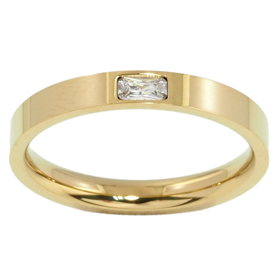 Кольцо Xuping TTM Stainless Steel Цвет 14К Обручальное, вставка фианит, ш. 3мм фото №1