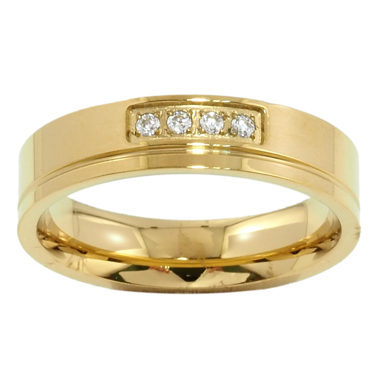 Каблучка Xuping TTM Stainless Steel Колір 14К Обручка, доріжка цирконію, ш. 5мм фото №9