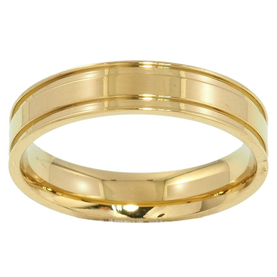 Кольцо Xuping TTM Stainless Steel Цвет 14К Обручальное, с узором, ш. 4мм фото №1