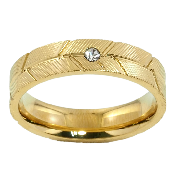 Каблучка Xuping TTM Stainless Steel Колір 14К Обручка, з візерунком, ш. 5мм фото №10