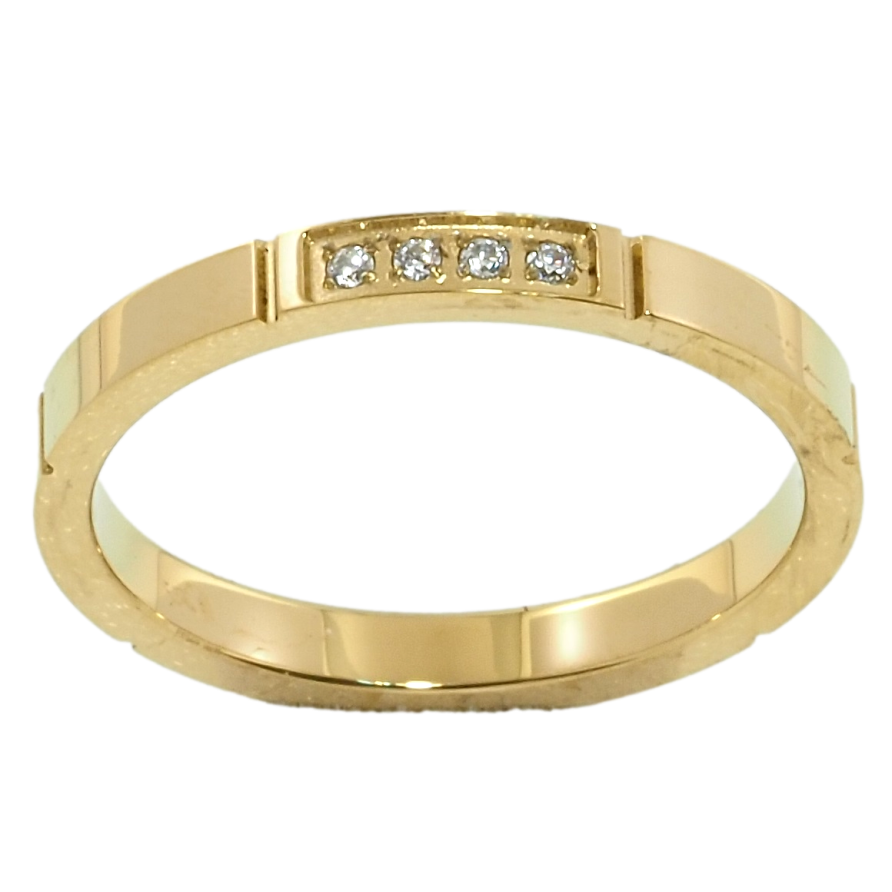 Каблучка Xuping TTM Stainless Steel Колір 14К Обручка, доріжка цирконію, ш. 2.5мм фото №1