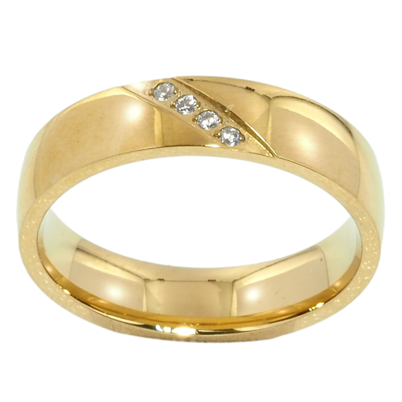 Кольцо Xuping TTM Stainless Steel Цвет 14К Обручальное, дорожка циркония, ш. 5мм фото №1