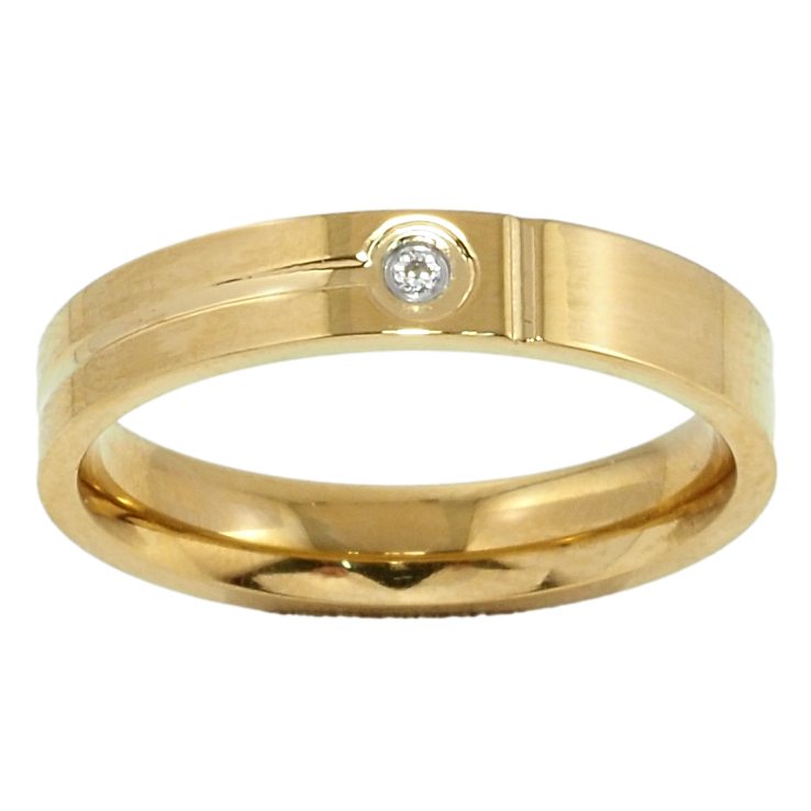 Каблучка Xuping TTM Stainless Steel Колір 14К Обручка, вставка цирконій, ш. 4мм фото №15