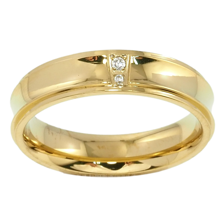 Каблучка Xuping TTM Stainless Steel Колір 14К Обручка, із вставкою цирконієм, ш. 5мм фото №1