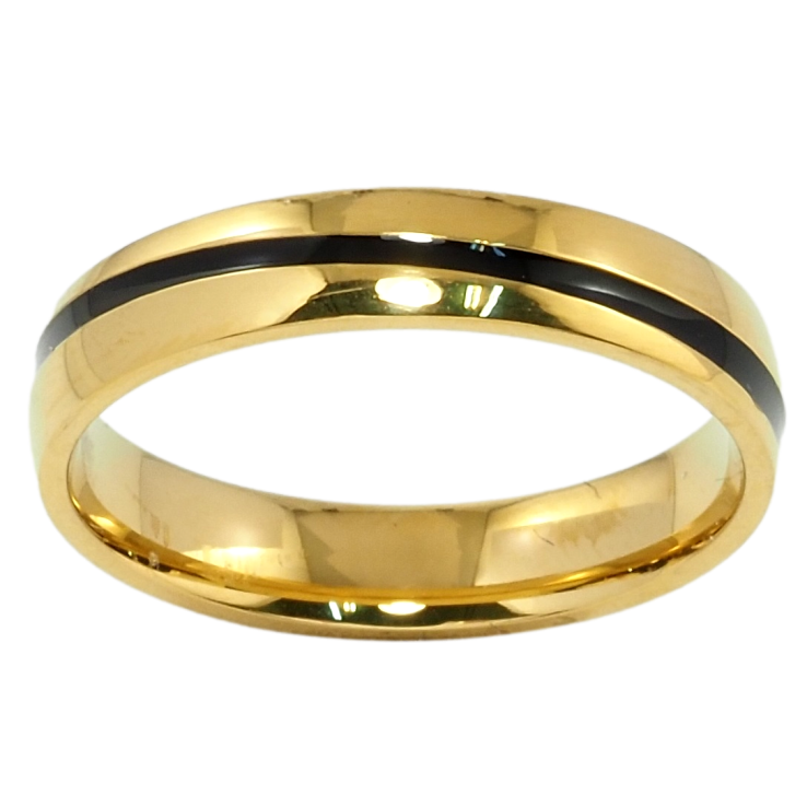 Каблучка Xuping TTM Stainless Steel Колір 14К Обручка, із чорною смугою, ш. 4мм фото №11