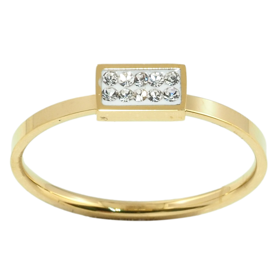 Каблучка Xuping TTM Stainless Steel Колір 14К Прямокутник із цирконієм фото №1