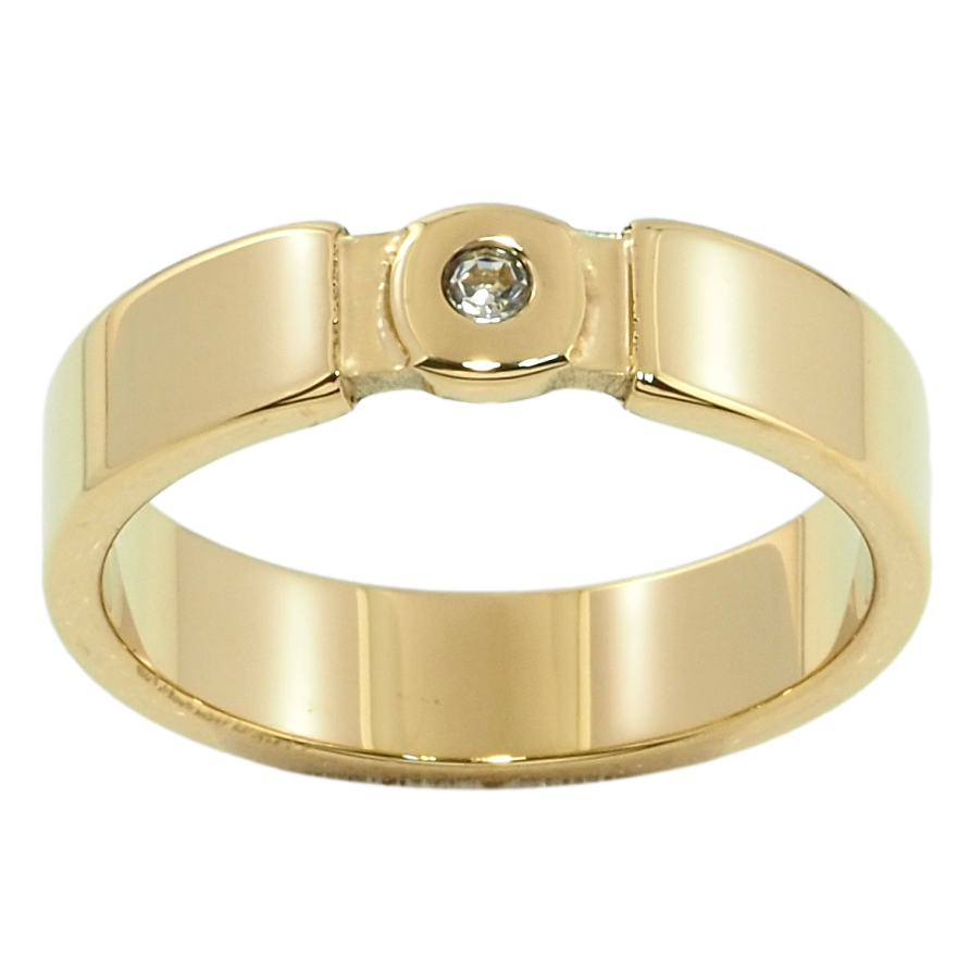 Каблучка Xuping TTM Stainless Steel Колір 14К Вставка цирконій, ш. 5мм фото №1