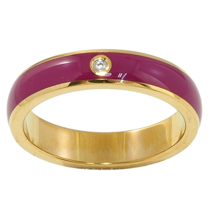 Каблучка Xuping TTM Stainless Steel Колір 14К Пофарбовані вишневою емаллю, ш. 4.5мм фото №4