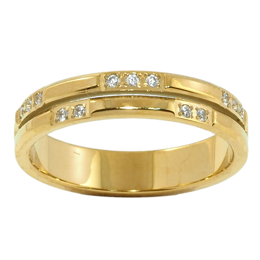 Кольцо Xuping TTM Stainless Steel Цвет 14К Узор с цирконием, ш. 4.5мм фото №1