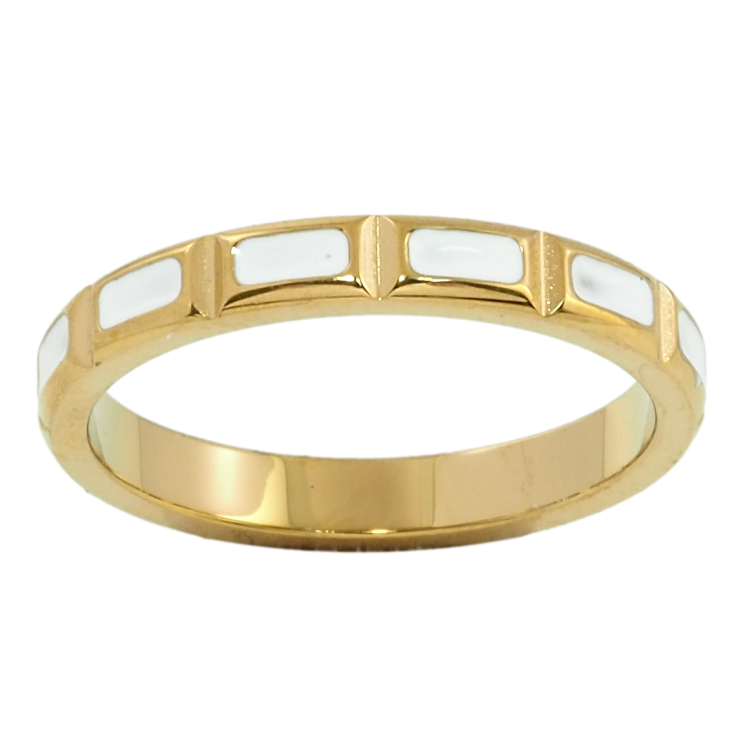 Каблучка Xuping TTM Stainless Steel Колір 14К Візерунок з білою емаллю фото №6