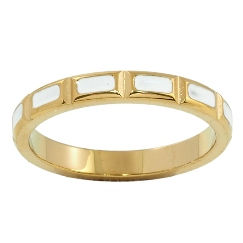 Кольцо Xuping TTM Stainless Steel Цвет 14К Узор с белой эмалью фото №3