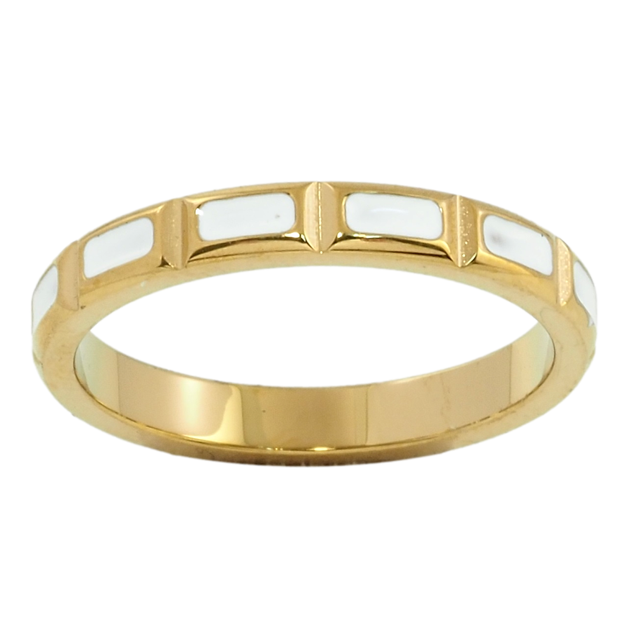 Каблучка Xuping TTM Stainless Steel Колір 14К Візерунок з білою емаллю фото №1