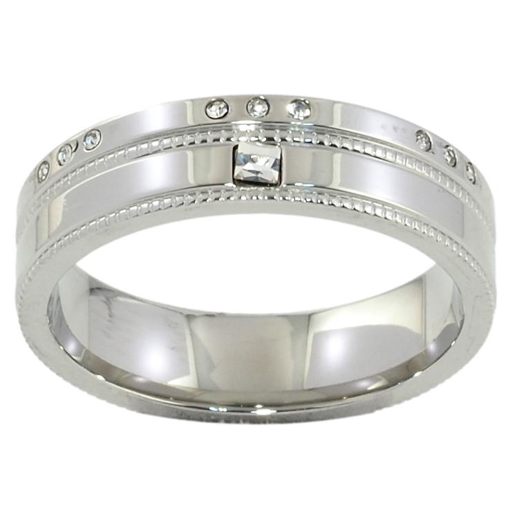 Каблучка Xuping TTM Stainless Steel Колір Родій Візерунок з цирконієм, ш. 5мм фото №16