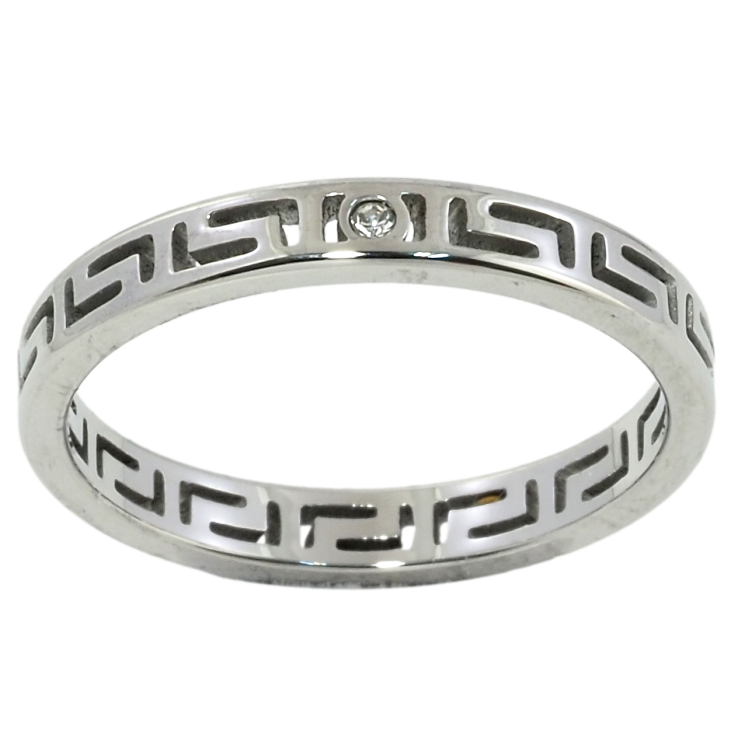 Каблучка Xuping TTM Stainless Steel Колір Родій Грецький орнамент із кристалом фото №21