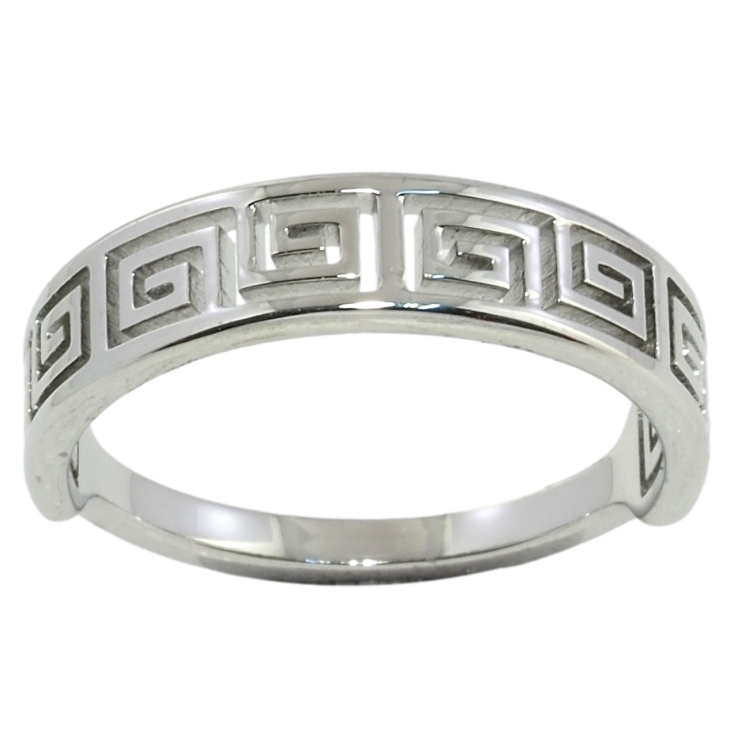 Каблучка Xuping TTM Stainless Steel Колір Родій Різьблений грецький орнамент фото №4