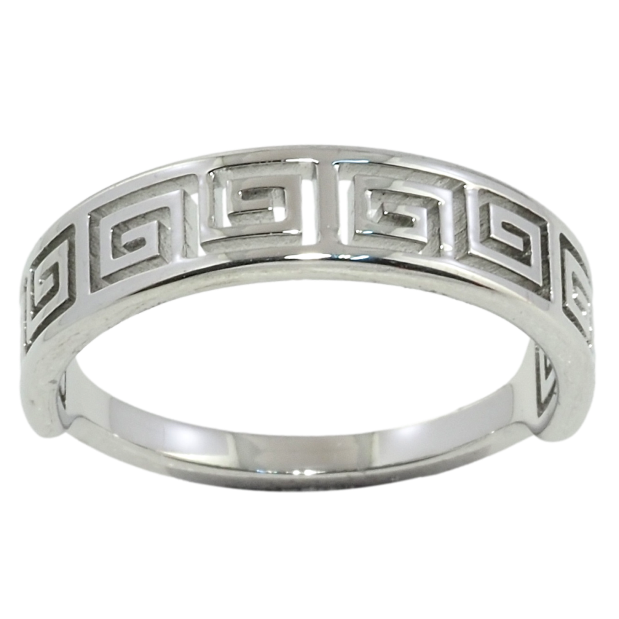 Каблучка Xuping TTM Stainless Steel Колір Родій Різьблений грецький орнамент фото №1